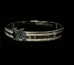 Crystal silver double bracelet